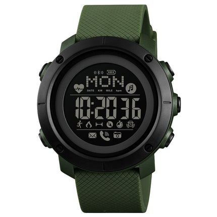 SKMEI 1511 Simple Bluetooth Men Smart Waterproof Compass Adult Smart Watch(Rubber Shell Army Green)-garmade.com
