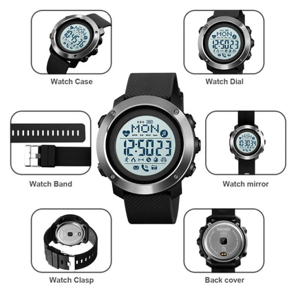 SKMEI 1511 Simple Bluetooth Men Smart Waterproof Compass Adult Smart Watch(Rubber Shell Army Green)-garmade.com
