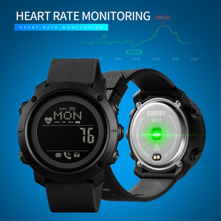 SKMEI 1511 Simple Bluetooth Men Smart Waterproof Compass Adult Smart Watch(Rubber Shell Black)-garmade.com