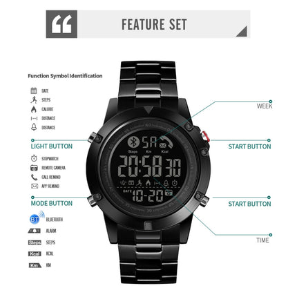 SKMEI 1500 Men Smart Watch Fashion Leisure Bluetooth Call Message Reminds Watch Men(Black)-garmade.com