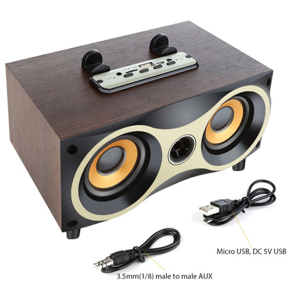 X6 Portable Wooden Wireless Speaker Subwoofer Stereo Bluetooth Speakers Radio FM Desktop-garmade.com