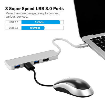 USB-C Hub, Type-C Adapter To HDMI,3 USB 3.0, Portable Aluminum USB C Dongle-garmade.com