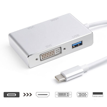 4 in 1 USB 3.1 USB C Type C to HDMI VGA DVI USB 3.0 Adapter Cable for Laptop Apple Macbook Google Chromebook Pixel-garmade.com