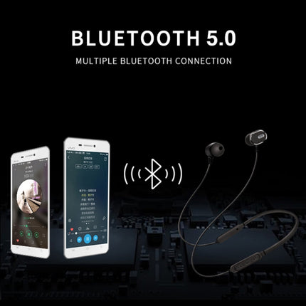 DM-22 Magnetic Bluetooth Earphone DM-22 Neckband Sport headset with Mic Wireless Handsfree Earphoness(Blue)-garmade.com