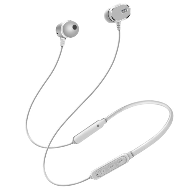 DM-22 Magnetic Bluetooth Earphone DM-22 Neckband Sport headset with Mic Wireless Handsfree Earphoness(White)-garmade.com