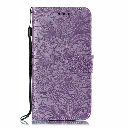 Lace Flower Embossing Pattern Horizontal Flip Leather Case for Galaxy Note10, with Holder & Card Slots & Wallet & Photo Frame & Lanyard(Purple)-garmade.com