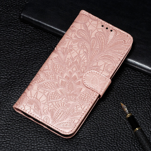 Lace Flower Embossing Pattern Horizontal Flip Leather Case for Galaxy Note10, with Holder & Card Slots & Wallet & Photo Frame & Lanyard(Rose Gold)-garmade.com