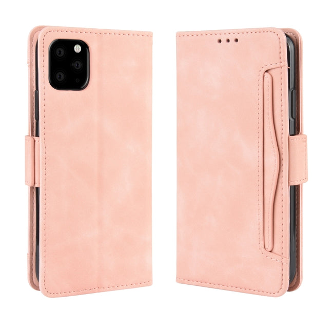 Wallet Style Skin Feel Calf Pattern Leather Case For iPhone 11 Pro Max ,with Separate Card Slot(Pink)-garmade.com