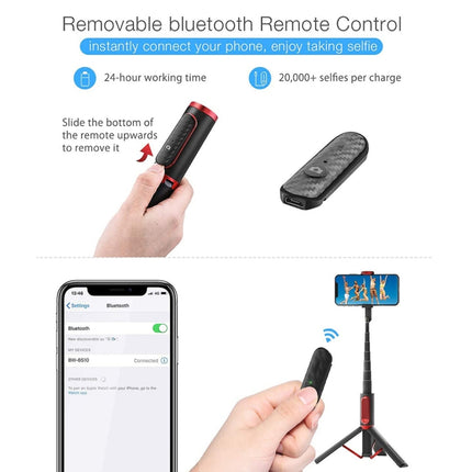 M18 Portable Selfie Stick Remote Control Mobile Phone Holder(Black Tarnish)-garmade.com