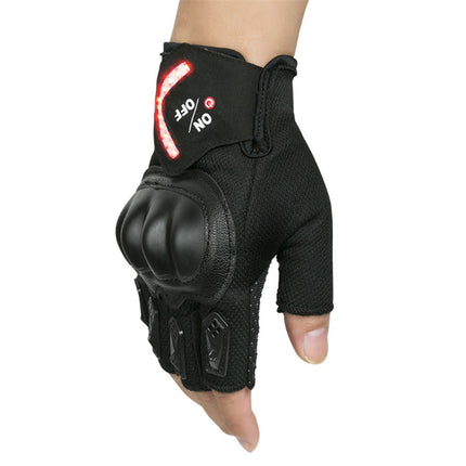 Automatic Induction Turn Signal Gloves Riding Warning Light Gloves, Color:Black(XS)-garmade.com