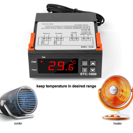 STC-1000 220V Digital Temperature Controller LED Temperature Regulator Thermostat for Incubator Relay 10A Heating and Cooling-garmade.com