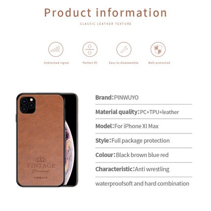 PINWUYO Pin Rui Series Classical Leather, PC + TPU + PU Leather Waterproof And Anti-fall All-inclusive Protective Shell for iPhone 11 Pro Max(Blue)-garmade.com