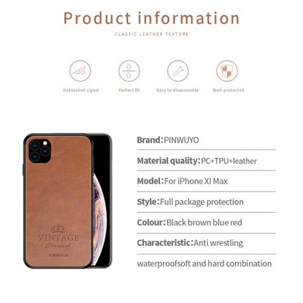 PINWUYO Pin Rui Series Classical Leather, PC + TPU + PU Leather Waterproof And Anti-fall All-inclusive Protective Shell for iPhone 11 Pro Max(Red)-garmade.com