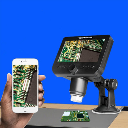 Handheld Digital Microscope 1000 Times Electronic Magnifying Glass WiFi With Screen Integrated Microscope （Black）-garmade.com