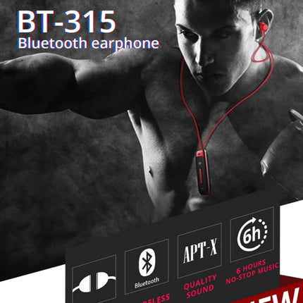 BT315 Sport Bluetooth Headset Wireless Stereo Earphone Bluetooth 4.1 Earpiece With Mic Sport Bass Magnetic Necklace Earpiece(Red)-garmade.com