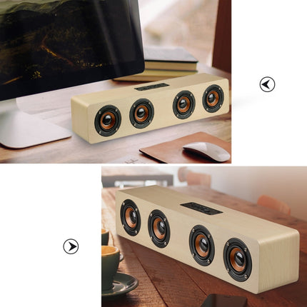 W8 Bluetooth 4.2 Speaker Four Louderspeakers Super Bass Subwoofer with Mic 3.5mm Support TF Card(Red Wood)-garmade.com