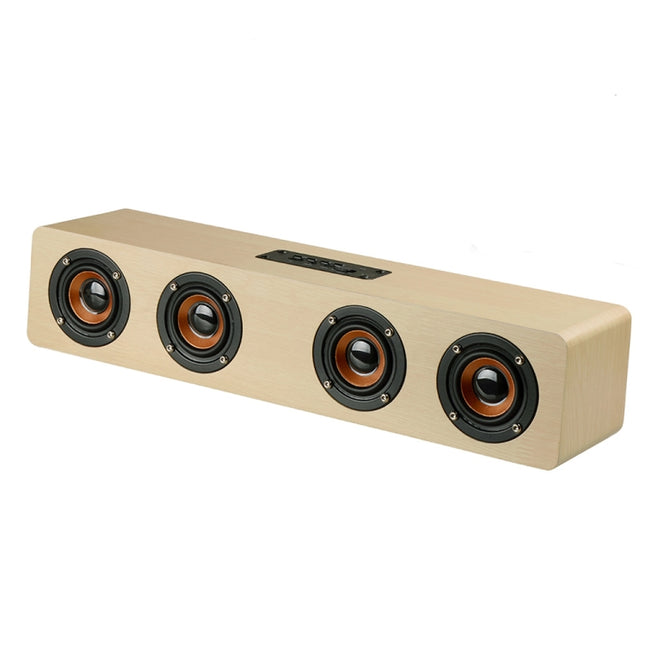 W8 Bluetooth 4.2 Speaker Four Louderspeakers Super Bass Subwoofer with Mic 3.5mm Support TF Card(Bin Wood)-garmade.com
