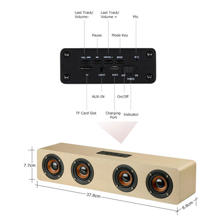 W8 Bluetooth 4.2 Speaker Four Louderspeakers Super Bass Subwoofer with Mic 3.5mm Support TF Card(Bin Wood)-garmade.com