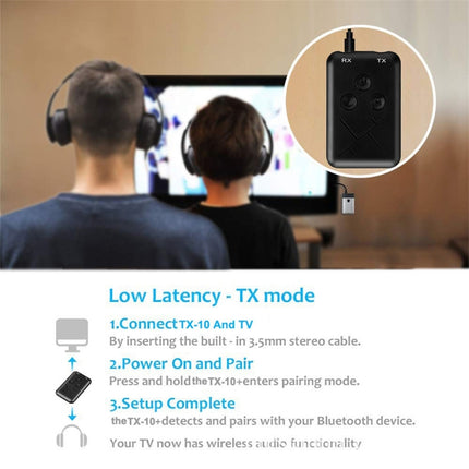 JDEX-TX10 Wireless 2-in-1 3.5mm Bluetooth 4.2 Audio Receiver And Transmitter Adapter-garmade.com