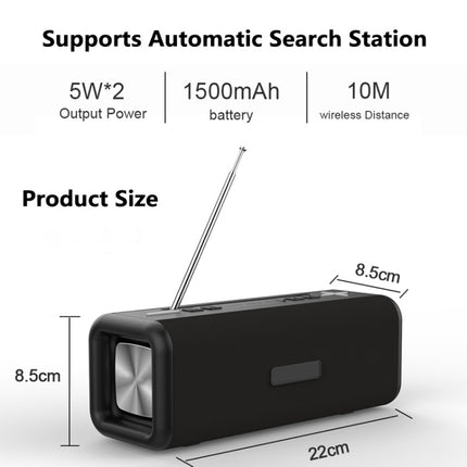 T9 Wireless Bluetooth 4.2 Speaker 10W Portable Sound Box FM Digital Radio 3D Surround Stereo, Support Handsfree & TF & AUX(Black)-garmade.com