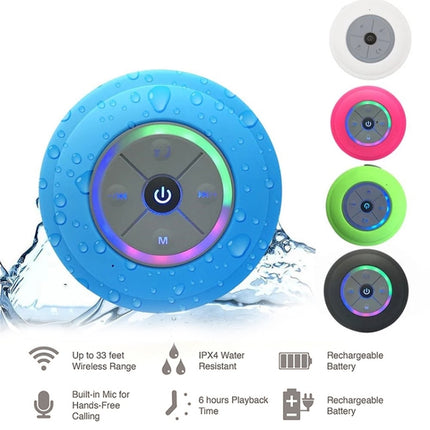 BTS-09 Wireless Bluetooth Speaker Waterproof Led FM Radio Subwoofer Bluetooth Column TF Card Suction Cup Mini Shower Speaker(Green)-garmade.com