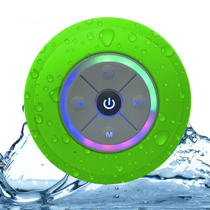 BTS-09 Wireless Bluetooth Speaker Waterproof Led FM Radio Subwoofer Bluetooth Column TF Card Suction Cup Mini Shower Speaker(Green)-garmade.com