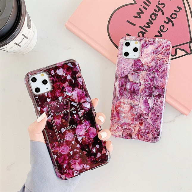 For iPhone 11 TPU Smooth Marbled IMD Mobile Phone Case(Purple Stone F12)-garmade.com