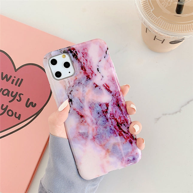 For iPhone 11 TPU Smooth Marbled IMD Mobile Phone Case(Purple Stone F9)-garmade.com