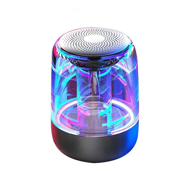 C7 Bluetooth 5.0 Speaker Transparent LED Luminous Subwoofer TWS 6D Surround HIFI Stereo Cool Audio(Black)-garmade.com