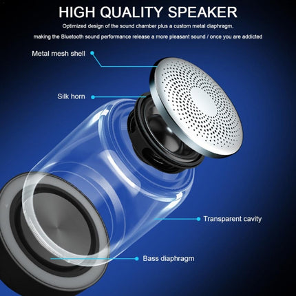 C7 Bluetooth 5.0 Speaker Transparent LED Luminous Subwoofer TWS 6D Surround HIFI Stereo Cool Audio(White)-garmade.com