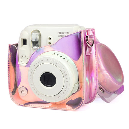 Richwell Translucent PVC Camera Bag for Fujifilm Instax Mini 8 8+ 9 Cover Case with Shoulder Strap Gradient Pink Shell-garmade.com