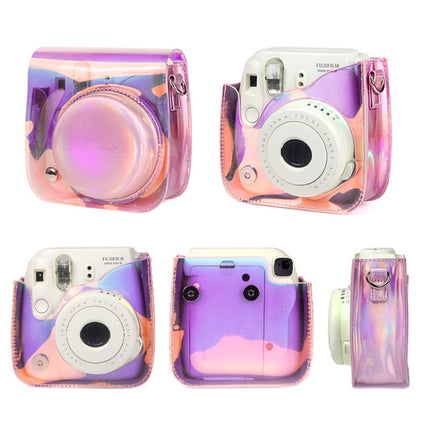 Richwell Translucent PVC Camera Bag for Fujifilm Instax Mini 8 8+ 9 Cover Case with Shoulder Strap Gradient Pink Shell-garmade.com