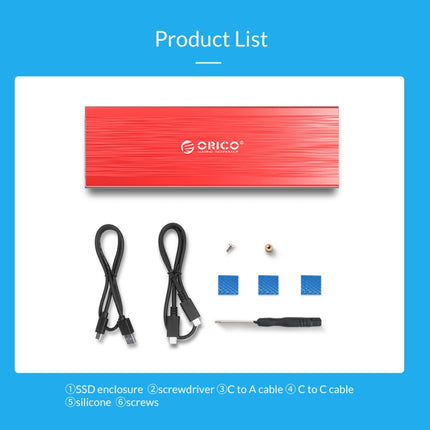 ORICO PRM2-C3 NVMe M.2 SSD Enclosure (10Gbps) Red-garmade.com