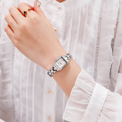 SKMEI 1407 Business Fashion Watch with Diamonds Delicate and Elegant Square Zinc Alloy Quartz Watch for Women Silvery-garmade.com