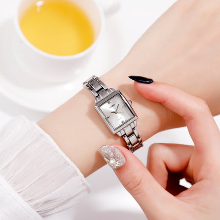 SKMEI 1407 Business Fashion Watch with Diamonds Delicate and Elegant Square Zinc Alloy Quartz Watch for Women Silvery-garmade.com