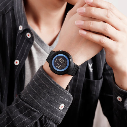 SKMEI 1497 Fashion Simple Backlight Single Display Electronic Watch Timing Alarm Watch(Blue White)-garmade.com