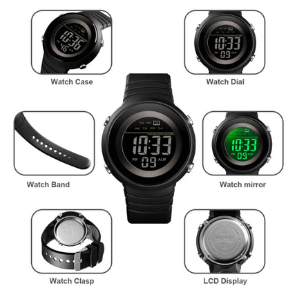 SKMEI 1497 Fashion Simple Backlight Single Display Electronic Watch Timing Alarm Watch(Blue Black)-garmade.com