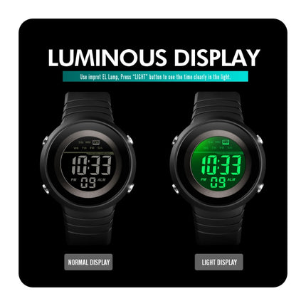 SKMEI 1497 Fashion Simple Backlight Single Display Electronic Watch Timing Alarm Watch(Black White)-garmade.com