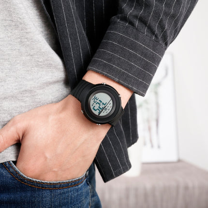 SKMEI 1497 Fashion Simple Backlight Single Display Electronic Watch Timing Alarm Watch(Black White)-garmade.com