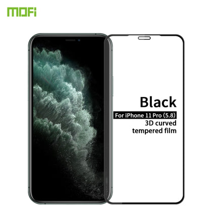 For iPhone 11 Pro Max MOFI 9H 3D Explosion-proof Curved Screen Tempered Glass Film(Black)-garmade.com