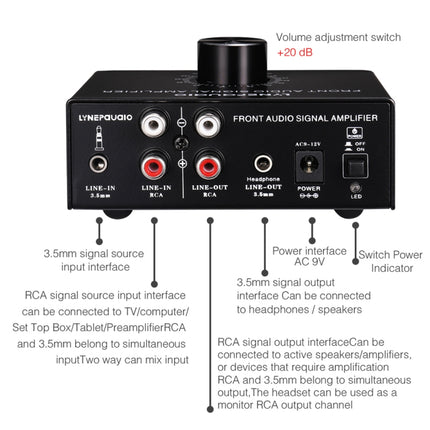 B015 Front Stereo Signal Amplifier Booster Headphones Speaker Amplifier Headset Dual-Audio Source-garmade.com