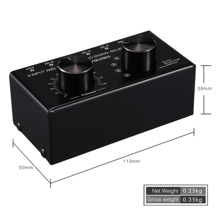 B016 6 Input 1 Output Audio Signal Source Selection Switcher, Output Volume Adjustment Control RCA Port-garmade.com