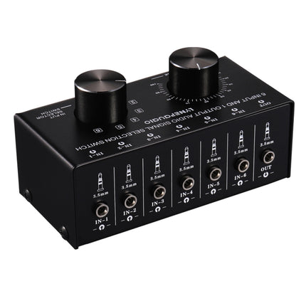B017 6 Input 1 Output Audio Signal Selection Switcher Output Volume Adjustment Control 3.5mm Interface-garmade.com