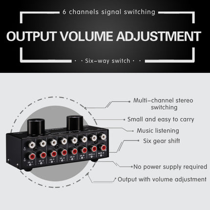 B026 6 Input 2 Output Or 2 Input 6 Output Audio Signal Source Selection Switcher RCA Port-garmade.com