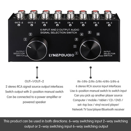 B026 6 Input 2 Output Or 2 Input 6 Output Audio Signal Source Selection Switcher RCA Port-garmade.com