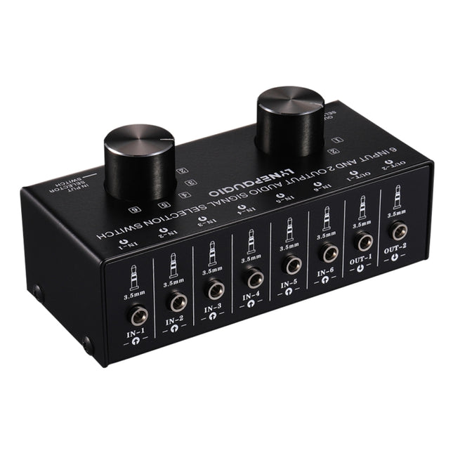 B027 6 input 2 output or 2 input 6 output audio signal source selection switcher 3.5mm interface-garmade.com