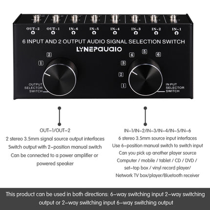 B027 6 input 2 output or 2 input 6 output audio signal source selection switcher 3.5mm interface-garmade.com