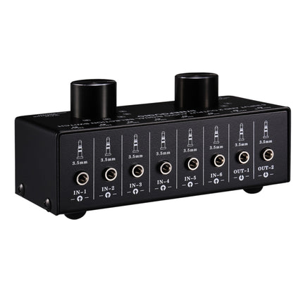 B027 6 input 2 output or 2 input 6 output audio signal source selection switcher 3.5mm interface-garmade.com