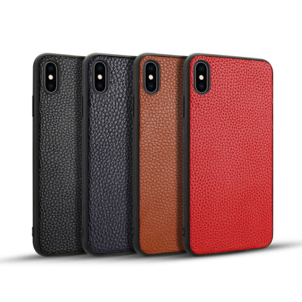 For iPhone XS Max Litchi PU Leather Anti-falling TPU Protective Case(Brown)-garmade.com