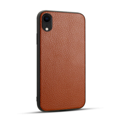 For iPhone XR Litchi PU Leather Anti-falling TPU Protective Case(Brown)-garmade.com